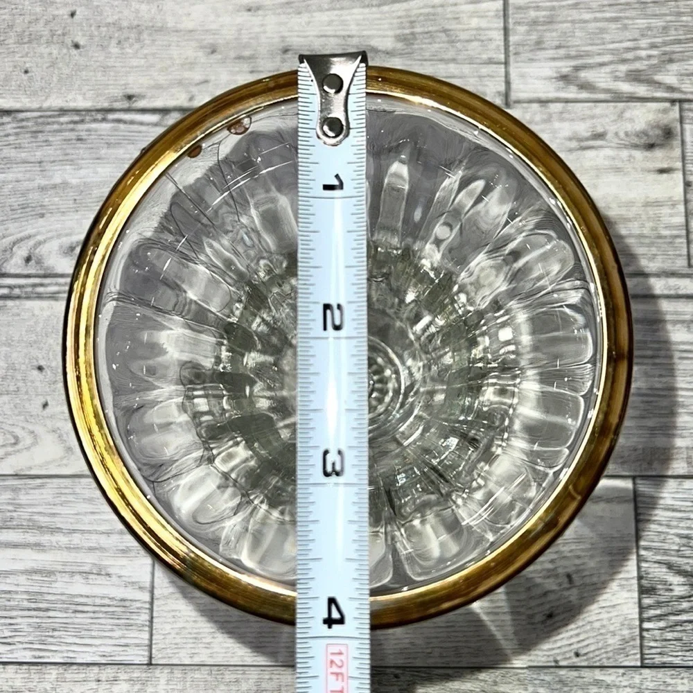 Libbey Vintage Gold Rim Pressed Glass Ice Cream Sundae Set of 4